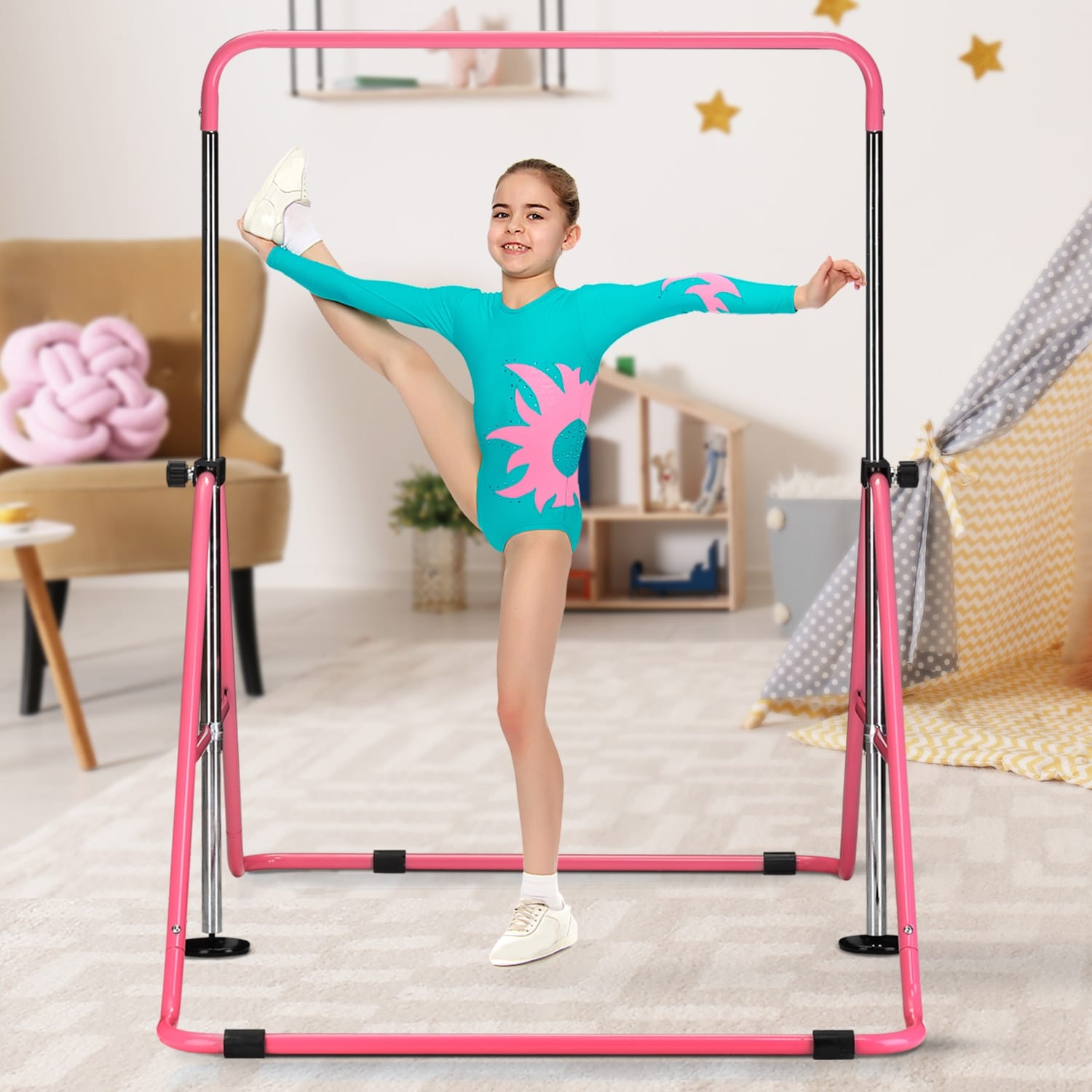 Gymnastics Bars Kids Kip Junior Training Bars For Home Folding Horizontal Bars With 5 Adjustable Height