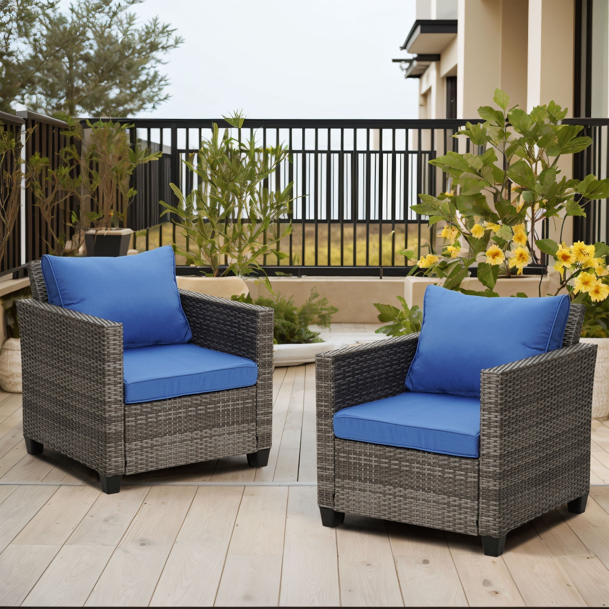 Zenova 5 Pieces Patio Rattan Wicker Sectional Sofa Sets With Pillows And Cushions