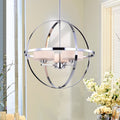 Zenta Chrome 16 Inch 3 Light Round Cage Pendant With Frosted Glass Shades