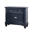 Zeny Nightstand 1 Cup Handle Drawer W 1 Shelf Slate Blue Solid Wood