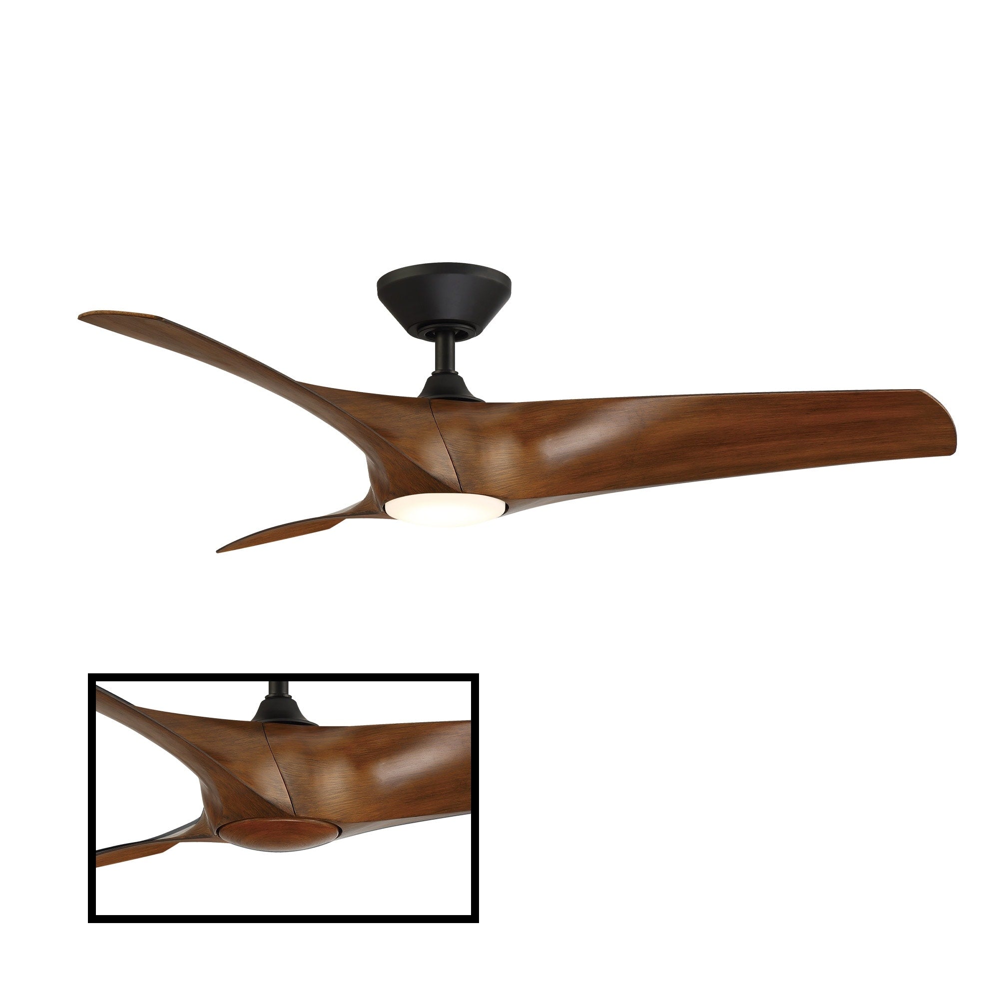 Zephyr Indoor And Outdoor 3 Blade Smart Ceiling Fan 52In With 3000K Led Light Kit And Remote Control With Wall Cradle