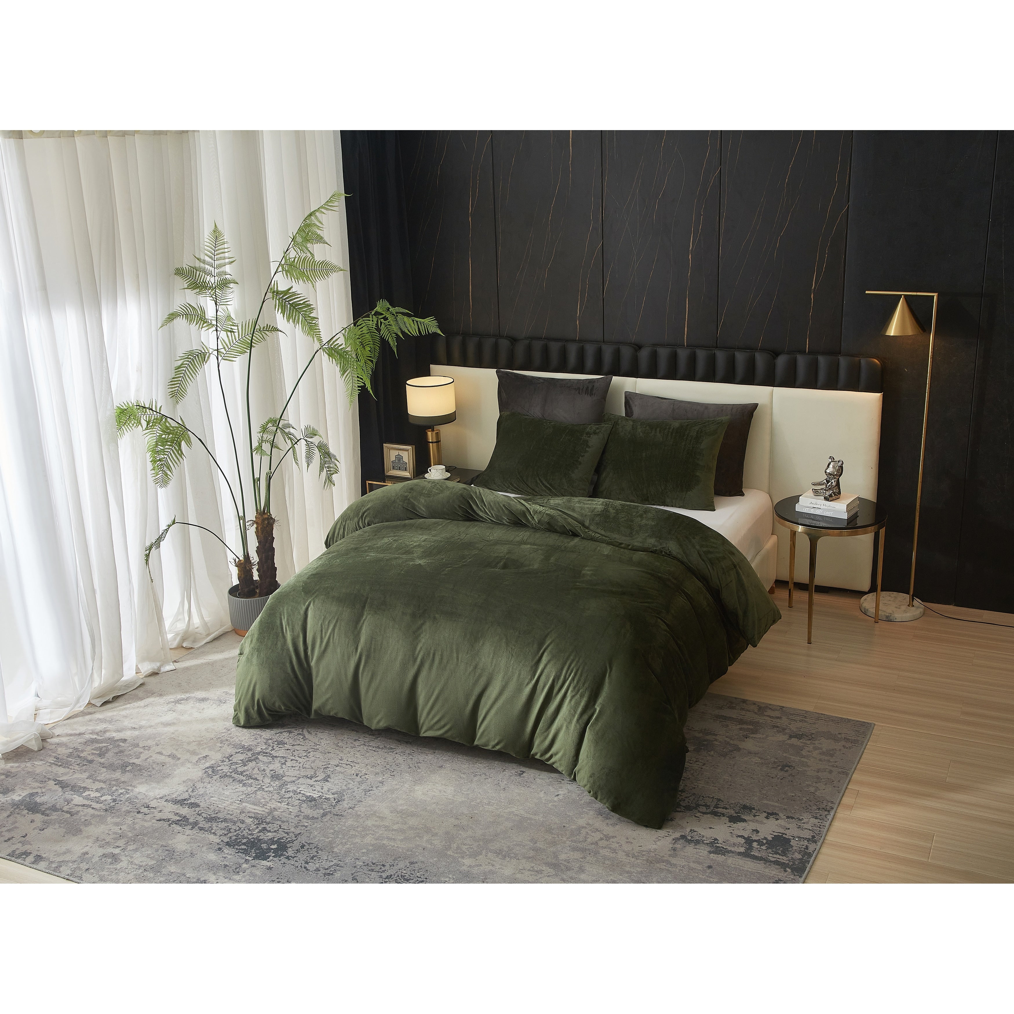 Zera Green 100 Velvet 5 Pcs Comforter Set