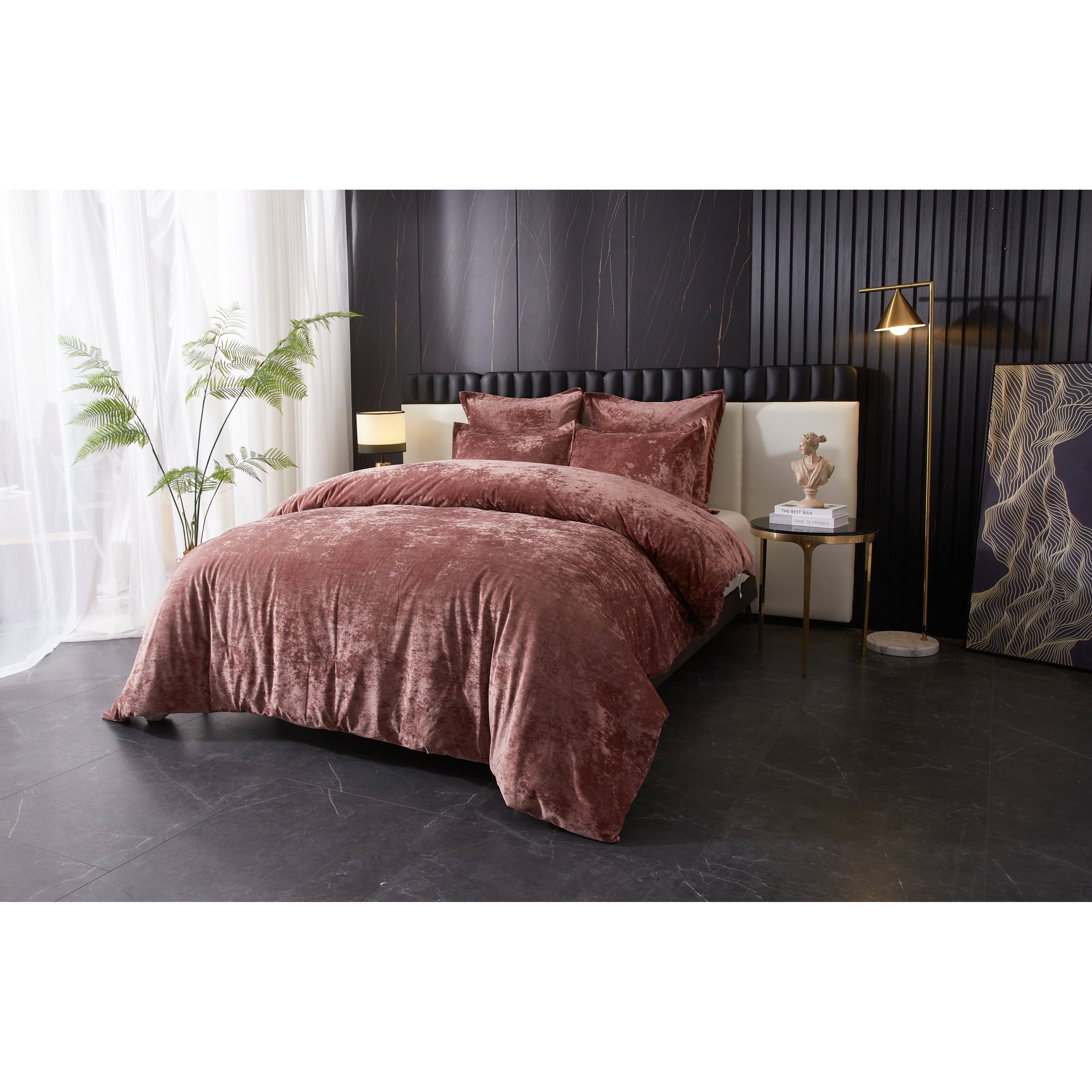 Zera Pink 100 Velvet 5 Pcs Comforter Set