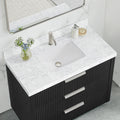 Zevio Natural Marble Vanity Top In Carrara White With Ceramic Sink