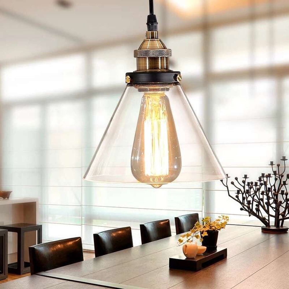 Zhuri 8 Inch Adjustable Cord Glass Cone Edison Lamp