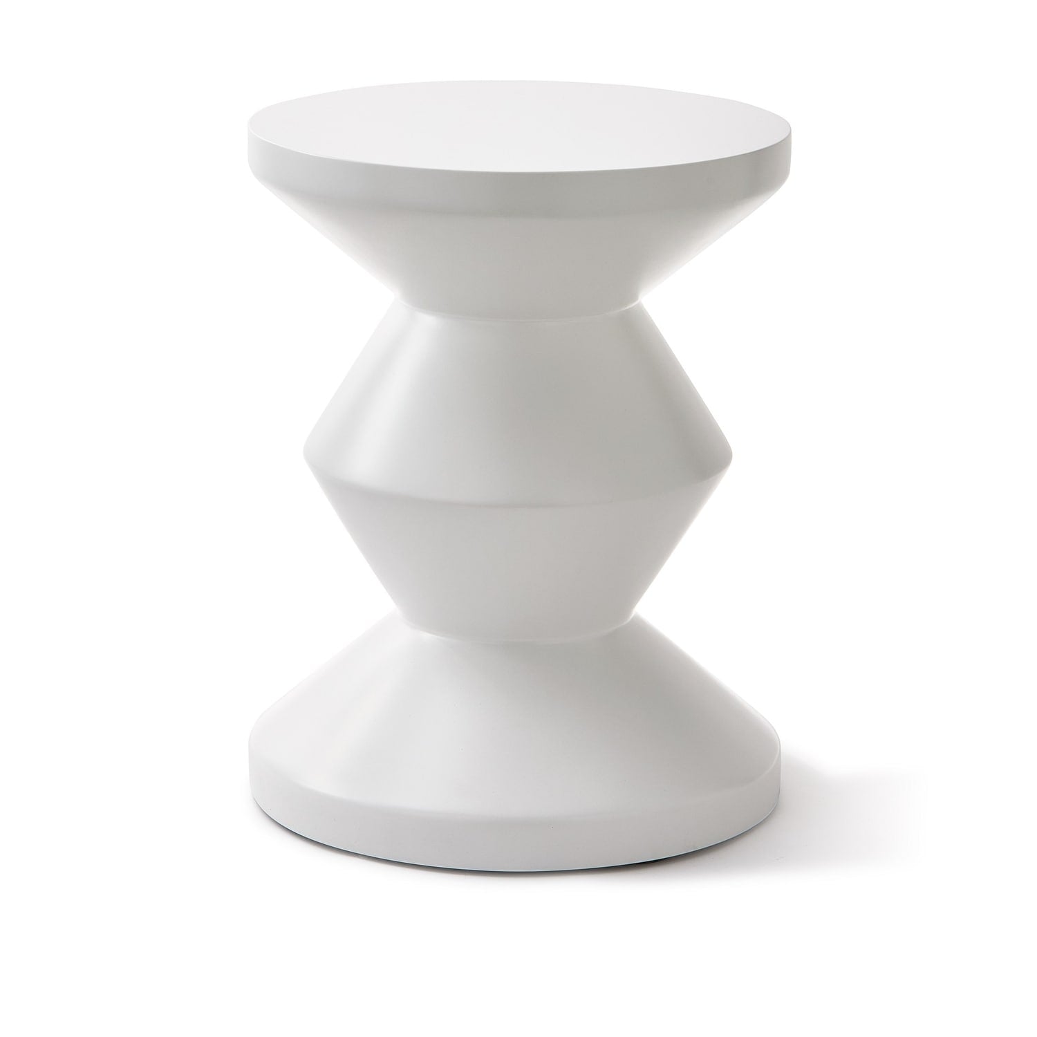Zig Zag Matt White Outdoor End Table