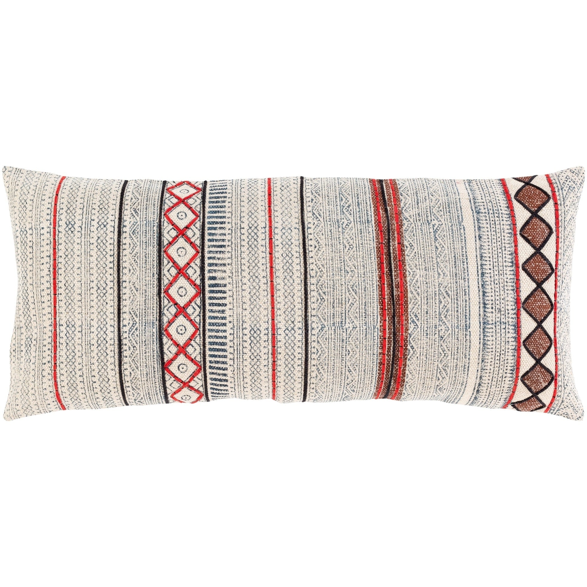 Zillah Ivory Block Print 14X32 Inch Lumbar Throw Pillow