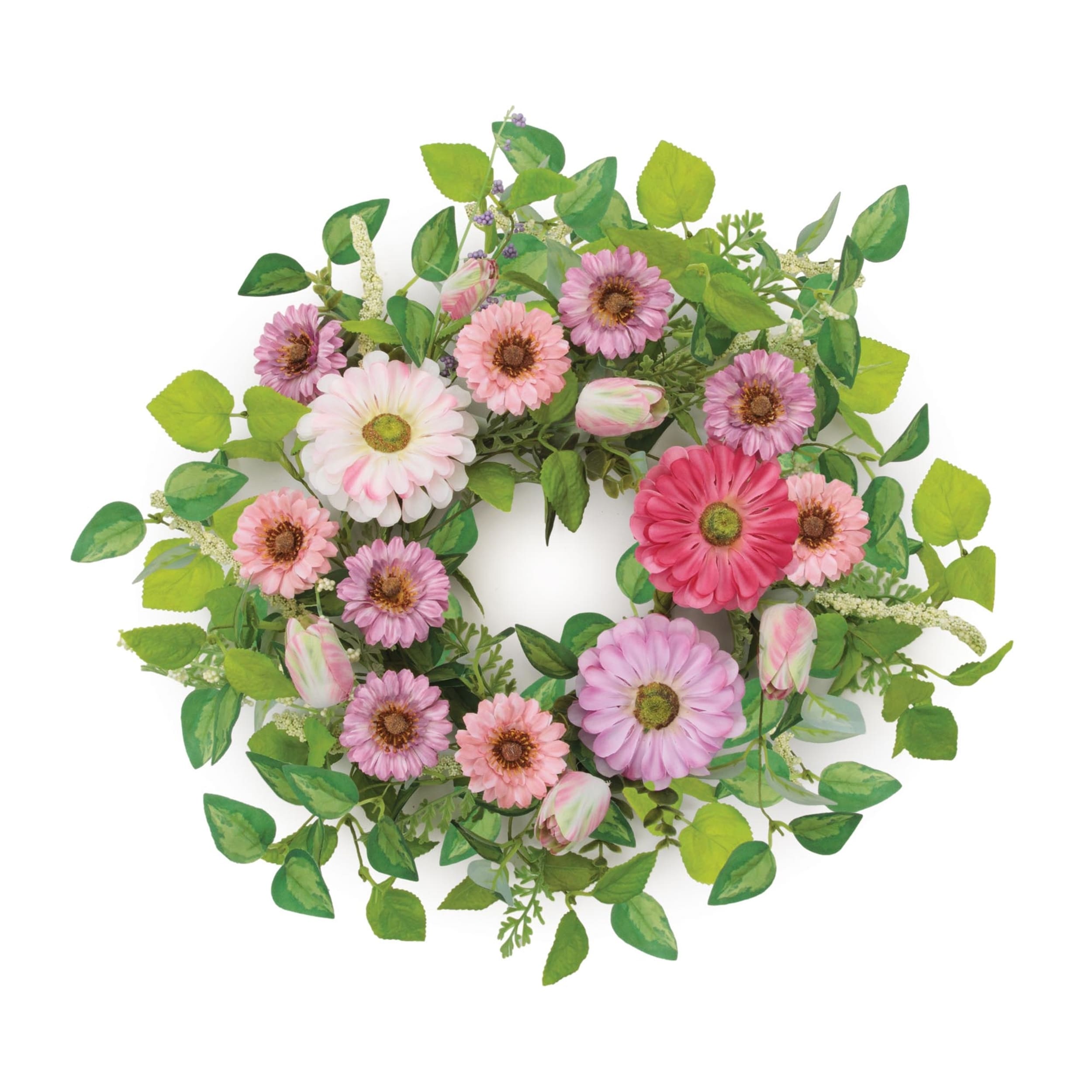 Zinnia And Tulip Floral Candle Ring 17 Inch