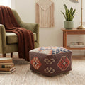 Ziome Boho Tribal Square Pouf Ottoman With Handle By Sevita