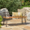 Zion Outdoor Industrial Acacia Wood Bench By Christopher Knight Home