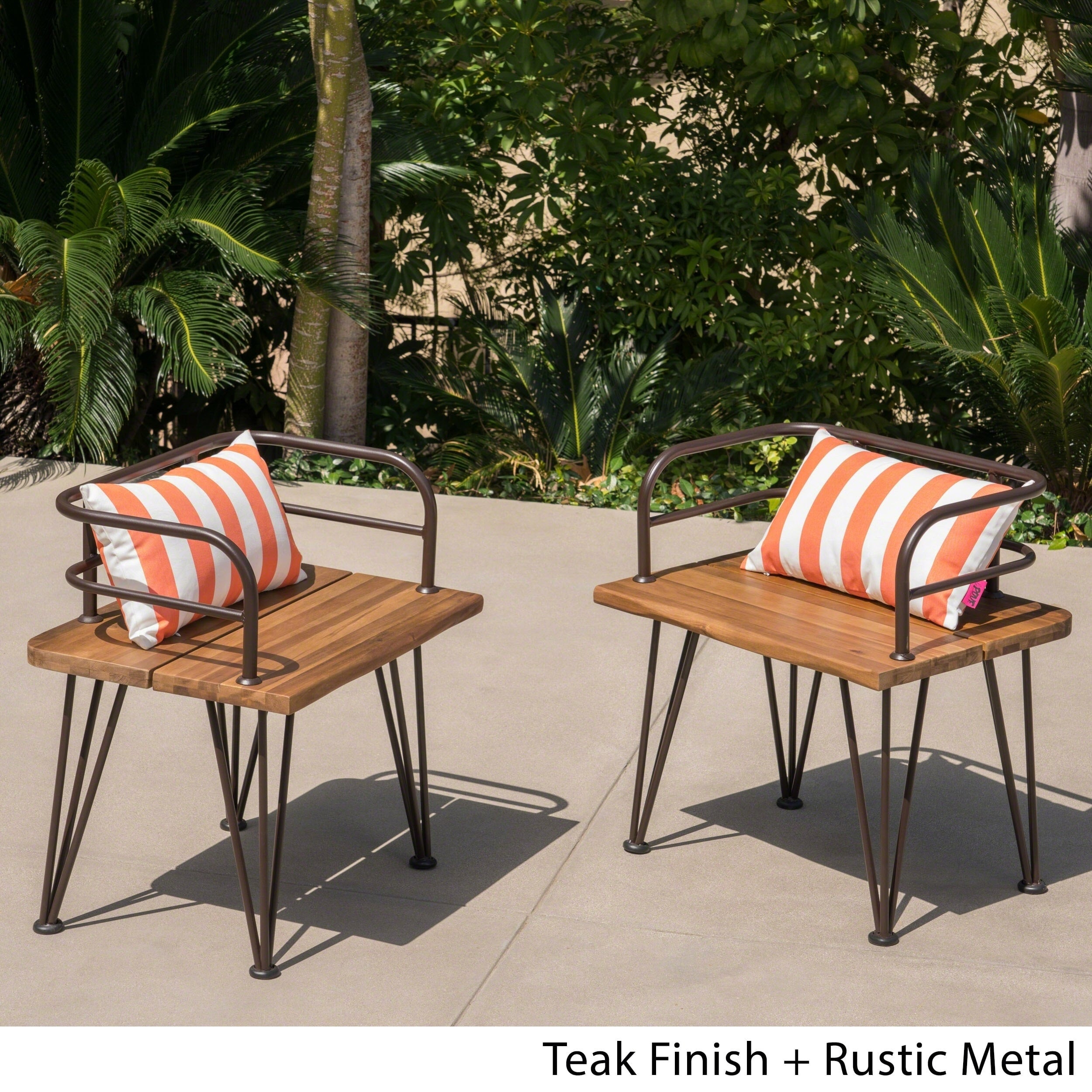 Zion Outdoor Industrial Acacia Wood Club Chair Set Of 2 By Christopher Knight Home