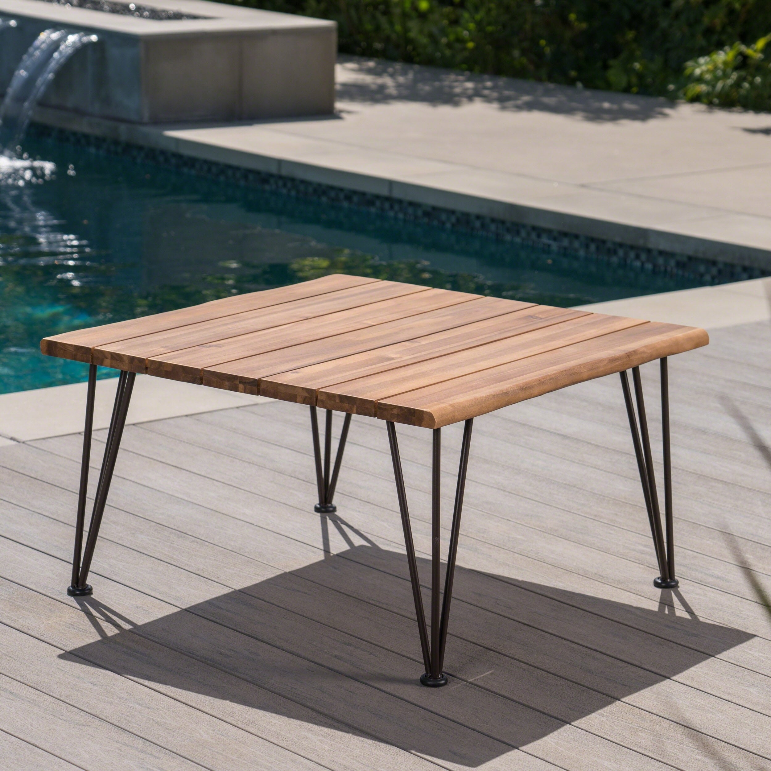 Zion Outdoor Industrial Acacia Wood Square Coffee Table By Christopher Knight Home