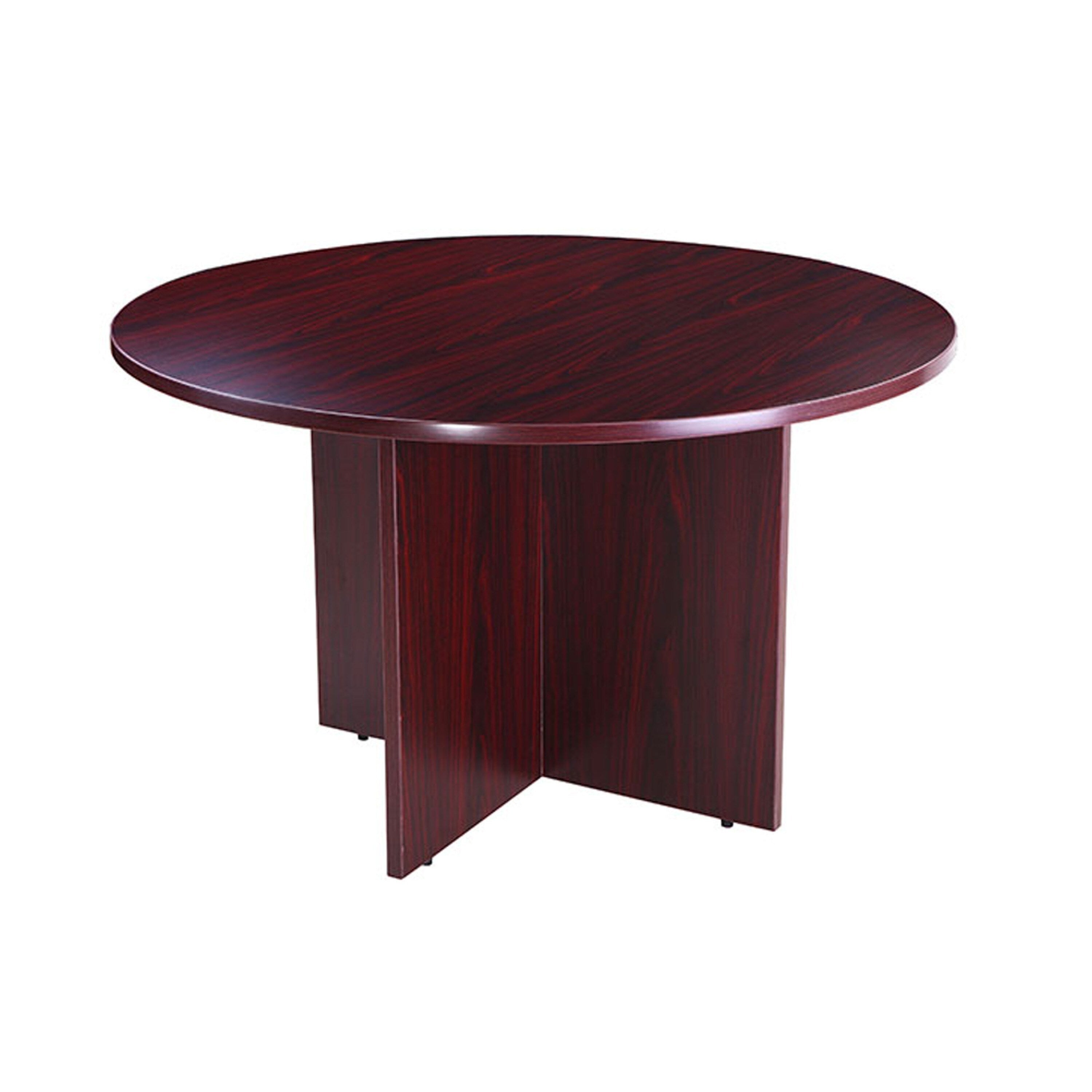 Zoa 42 Inch Round Office Meeting Table With Cross Base Mocha Brown