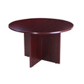 Zoa 47 Inch Round Office Meeting Table With Cross Base Mahogany Red