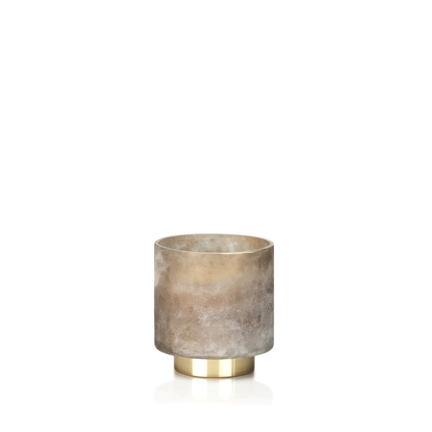 Cortina Medium Glass Candle Jar Tobacco Flower Scent Taupe Set Of 2