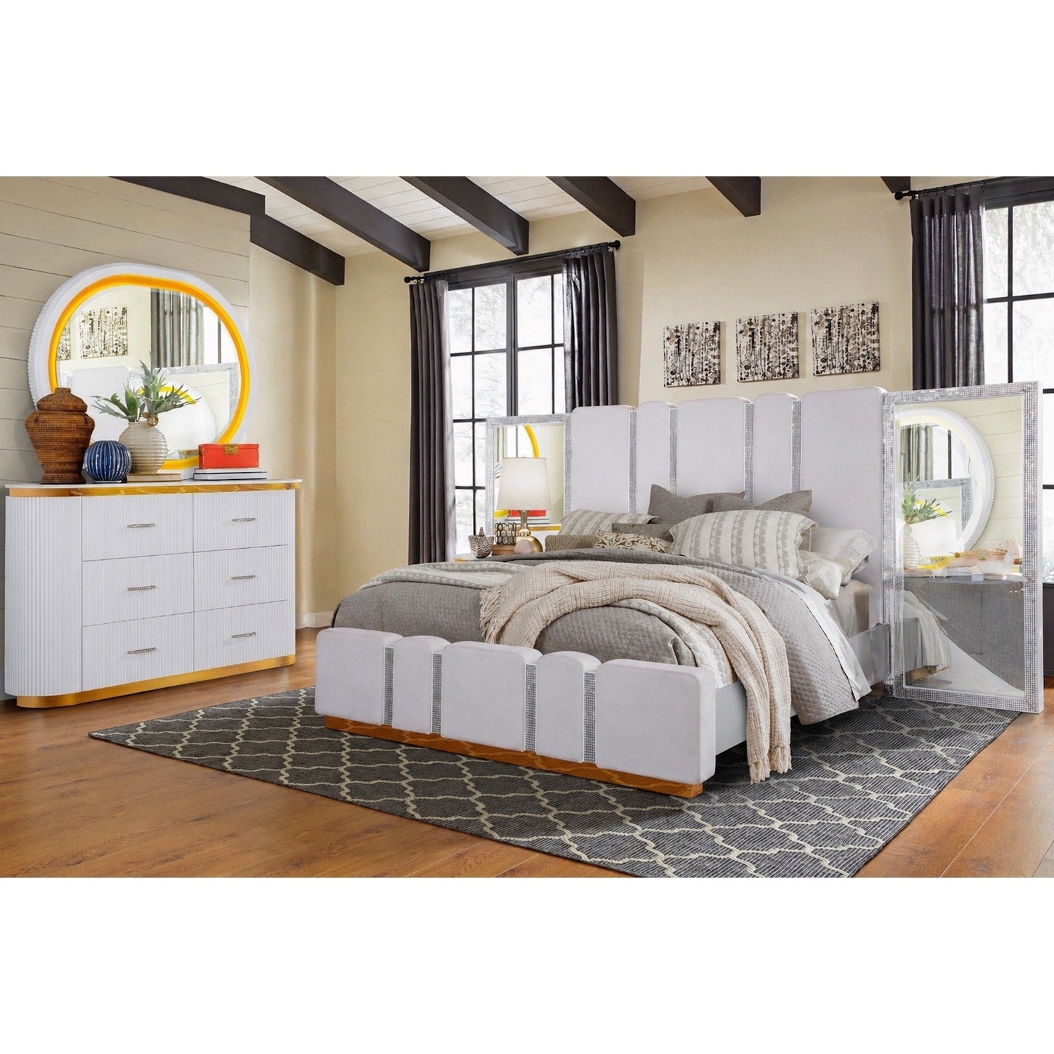 Zoe Crystal Bedroom Set With Led Lighting