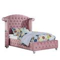 Zoha Twin Size Bed W Wingback Tufted Headboard Cabriole Legs Pink