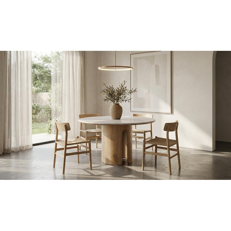 Zorhan Modern White Marble Mango Round Dining Table