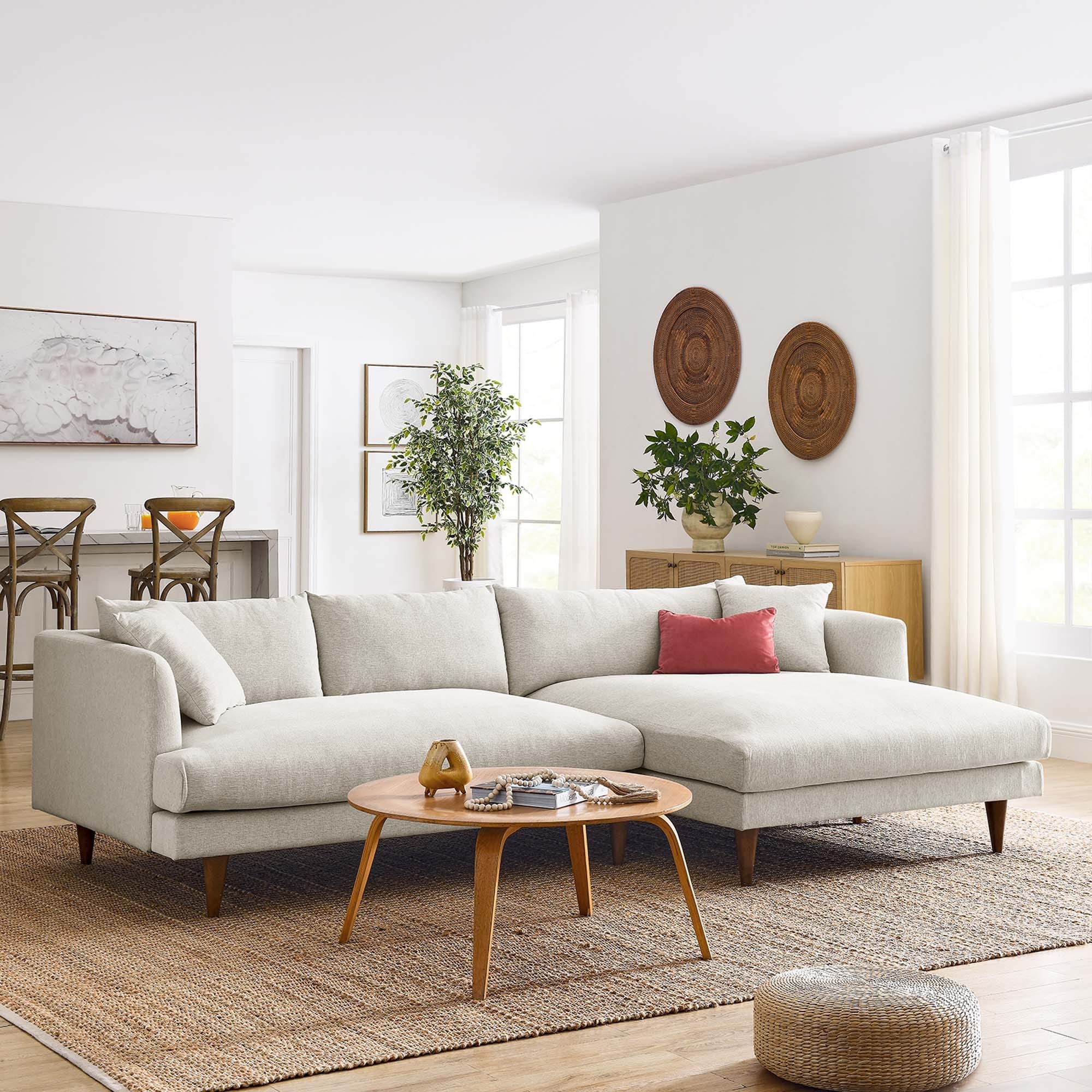 Zoya Right Facing Down Filled Overstuffed Sectional Sofa