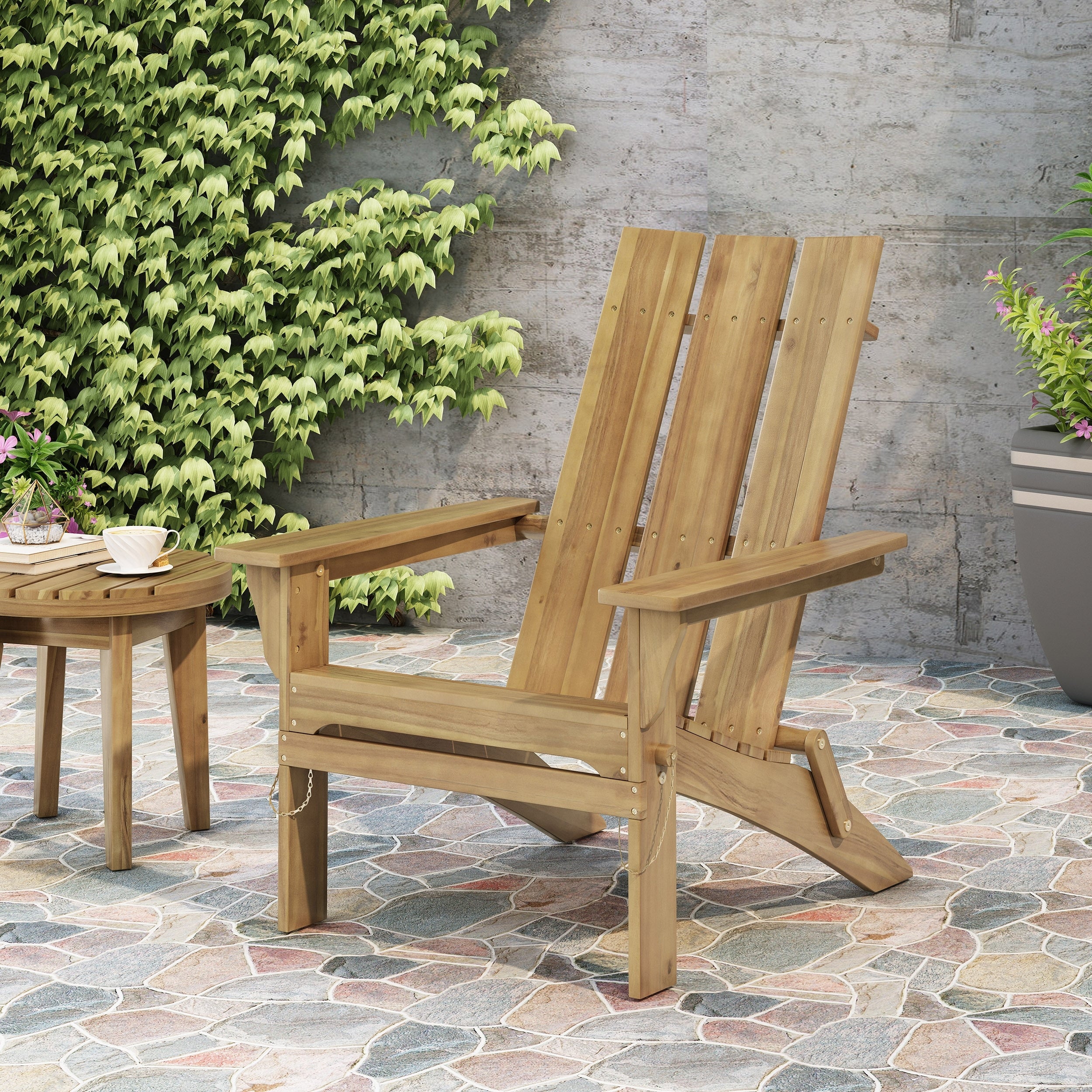 Zuma Outdoor Contemporary Acacia Wood Foldable Adirondack Chair By Christopher Knight Home