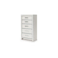 Zura Tall Dresser Chest 5 Drawers With Modern Chrome Handles Matte White