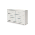 Zura Wide Dresser 6 Drawers Faceted Chrome Handles Matte White Wood