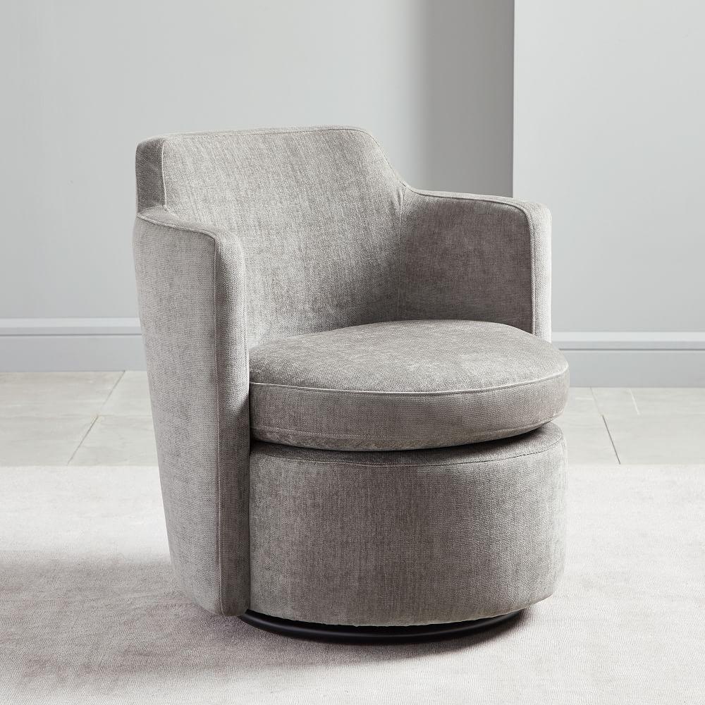 Adeline Swivel Chair - Metal (Distressed Velvet)