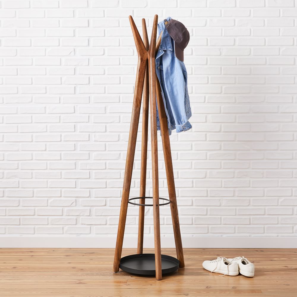 Anton Solid Wood Coat Rack - Burnt Wax