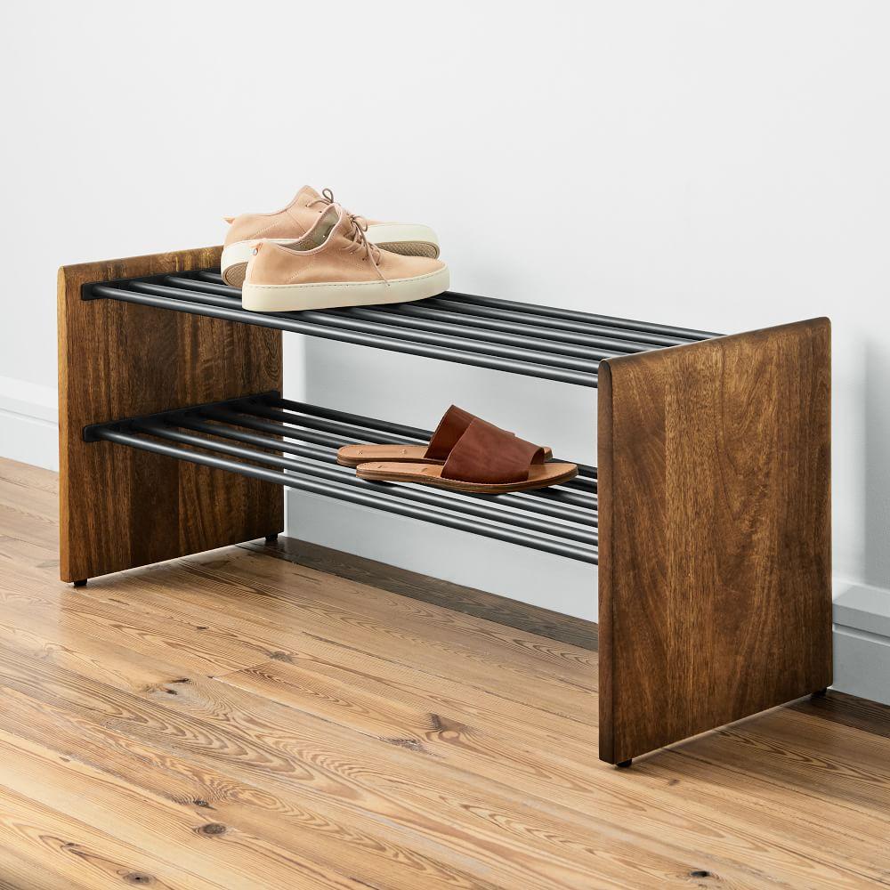 Anton Solid Wood Shoe Rack - Burnt Wax