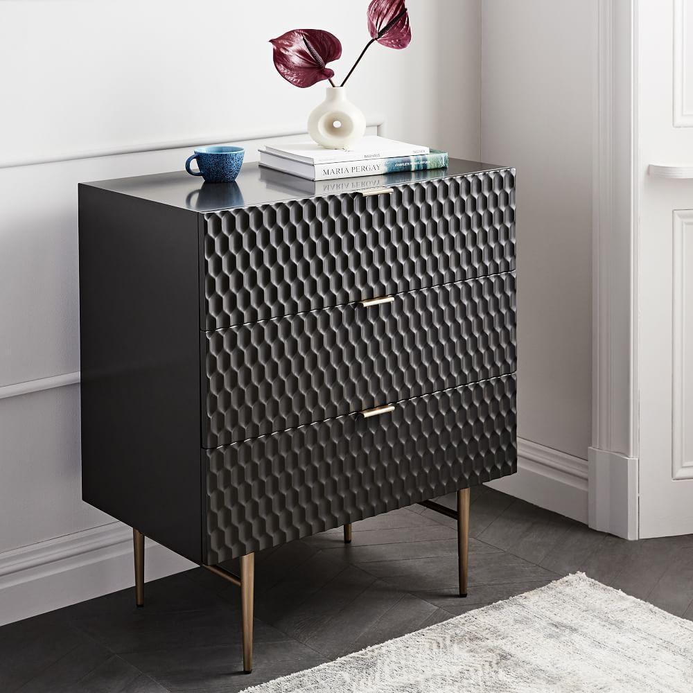 Audrey 3-Drawer Dresser - Charcoal