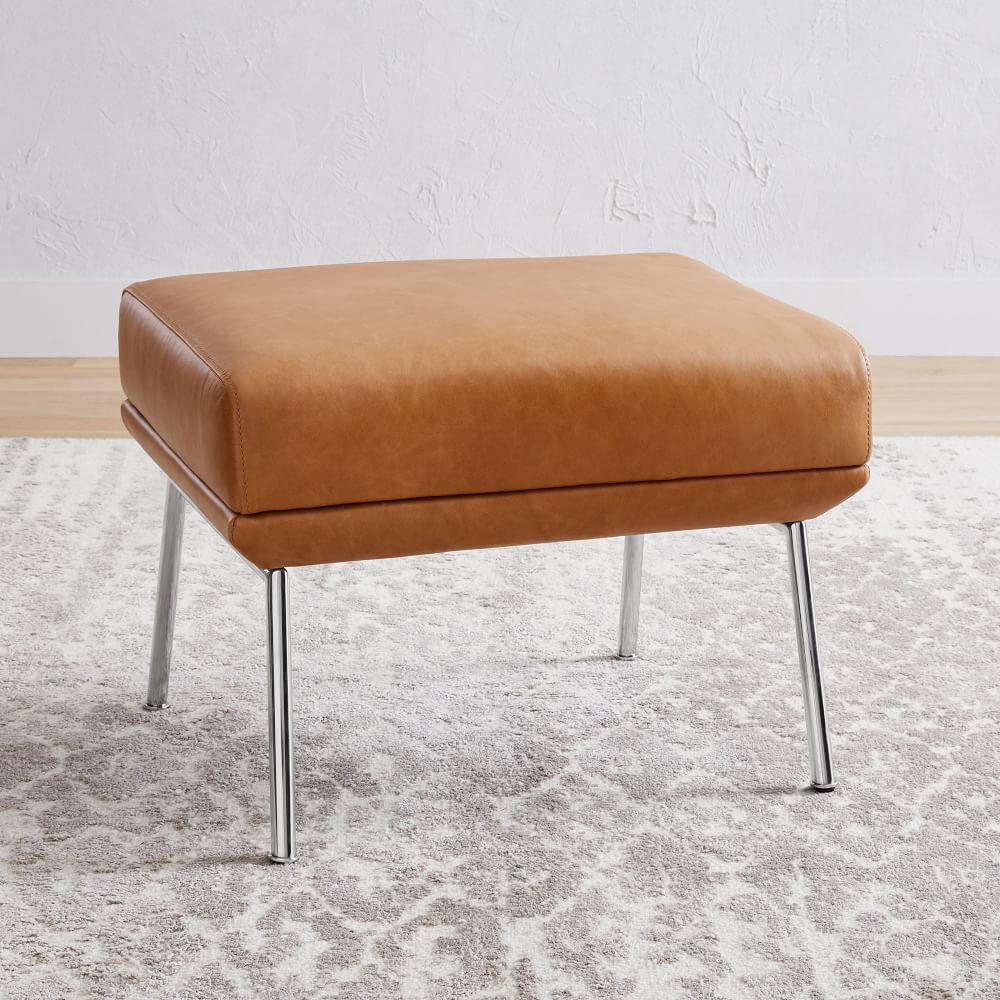 Austin Stationary Leather Footstool Ottoman