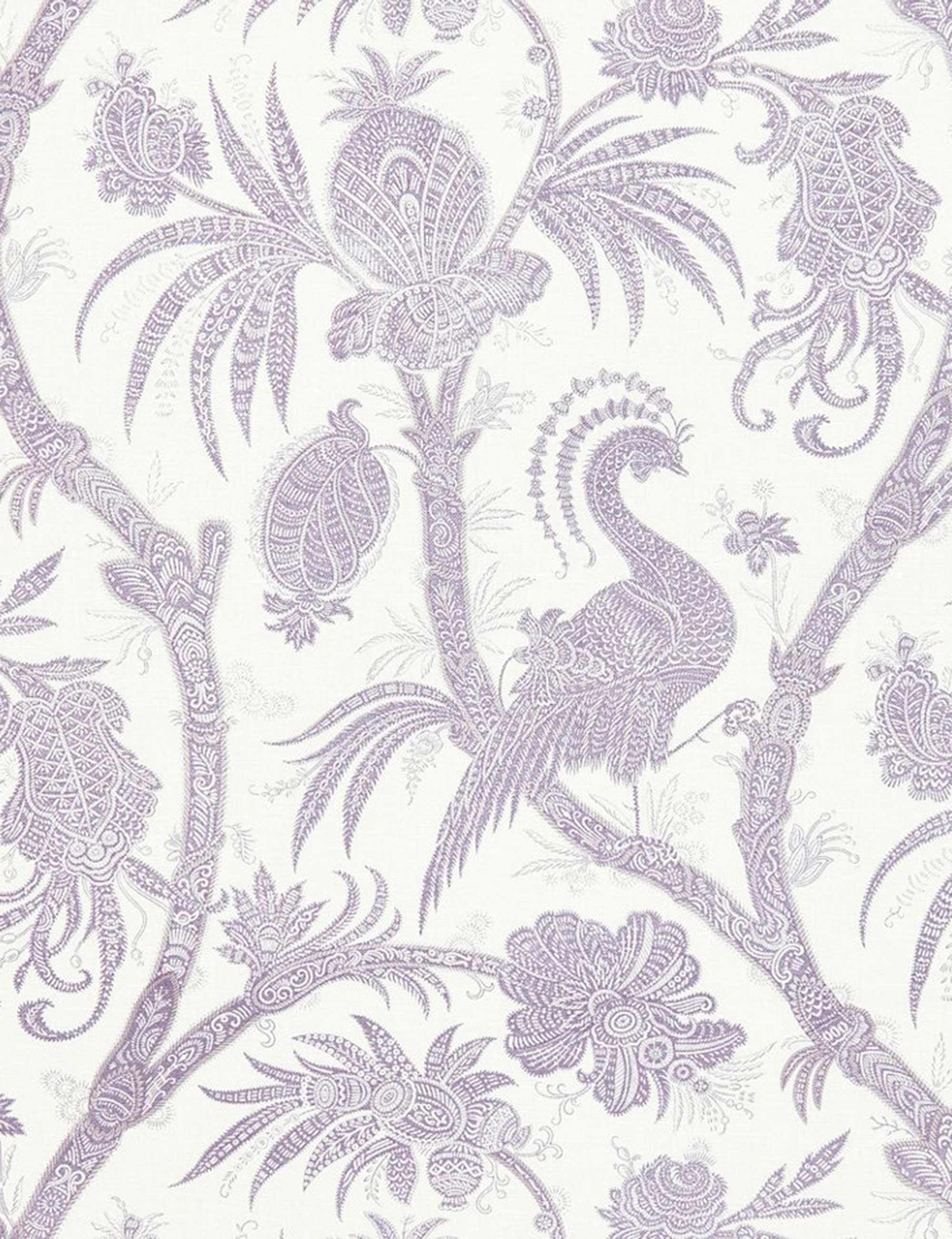 Scalamandre Balinese Peacock Wallpaper, Lavender Swatch