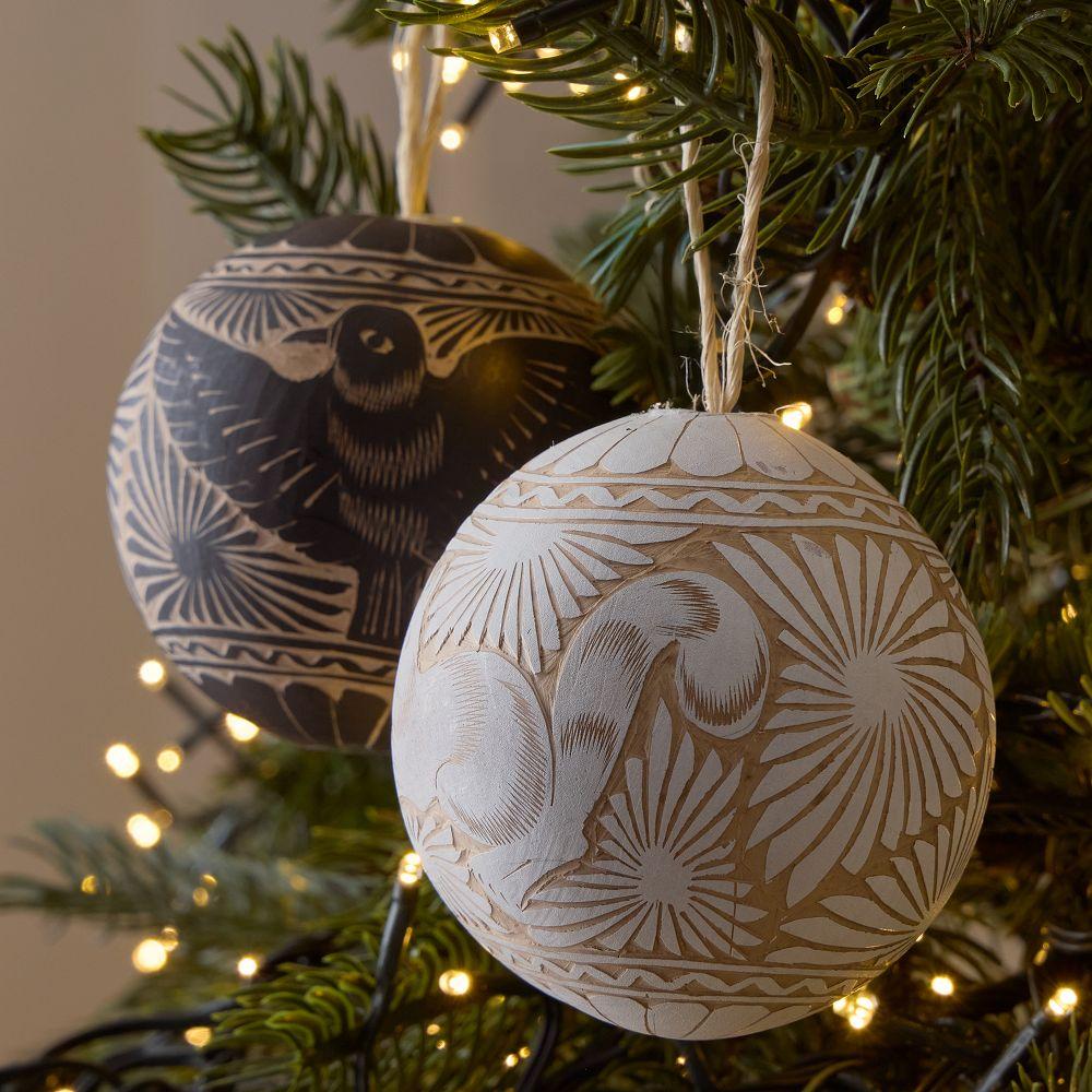 Artisan Carved Gourd Baubles
