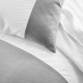 Belgian Flax Linen & Cotton Velvet Blocked Duvet Cover + Pillowcases - White/Alloy