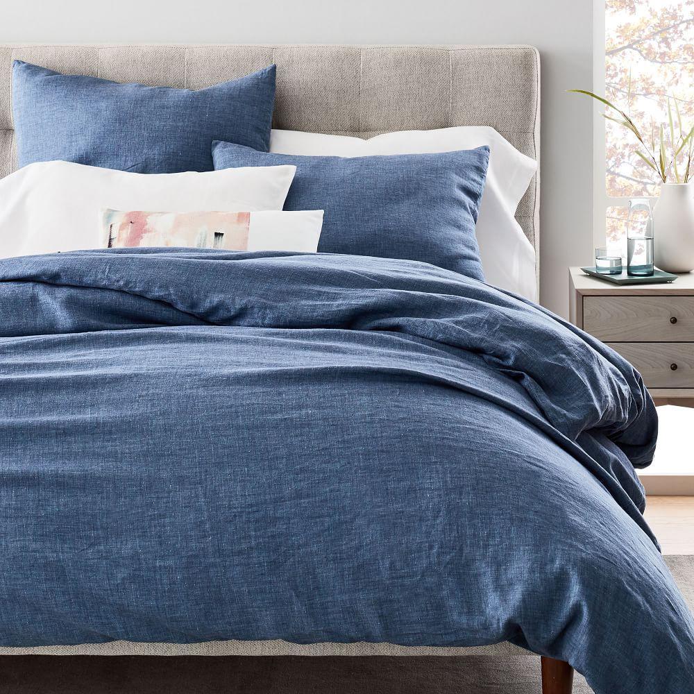 Belgian Flax Linen Fiber Dyed Duvet Cover & Pillowcases - Indigo