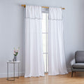 Belgian Flax Linen Piped Border Curtain - White