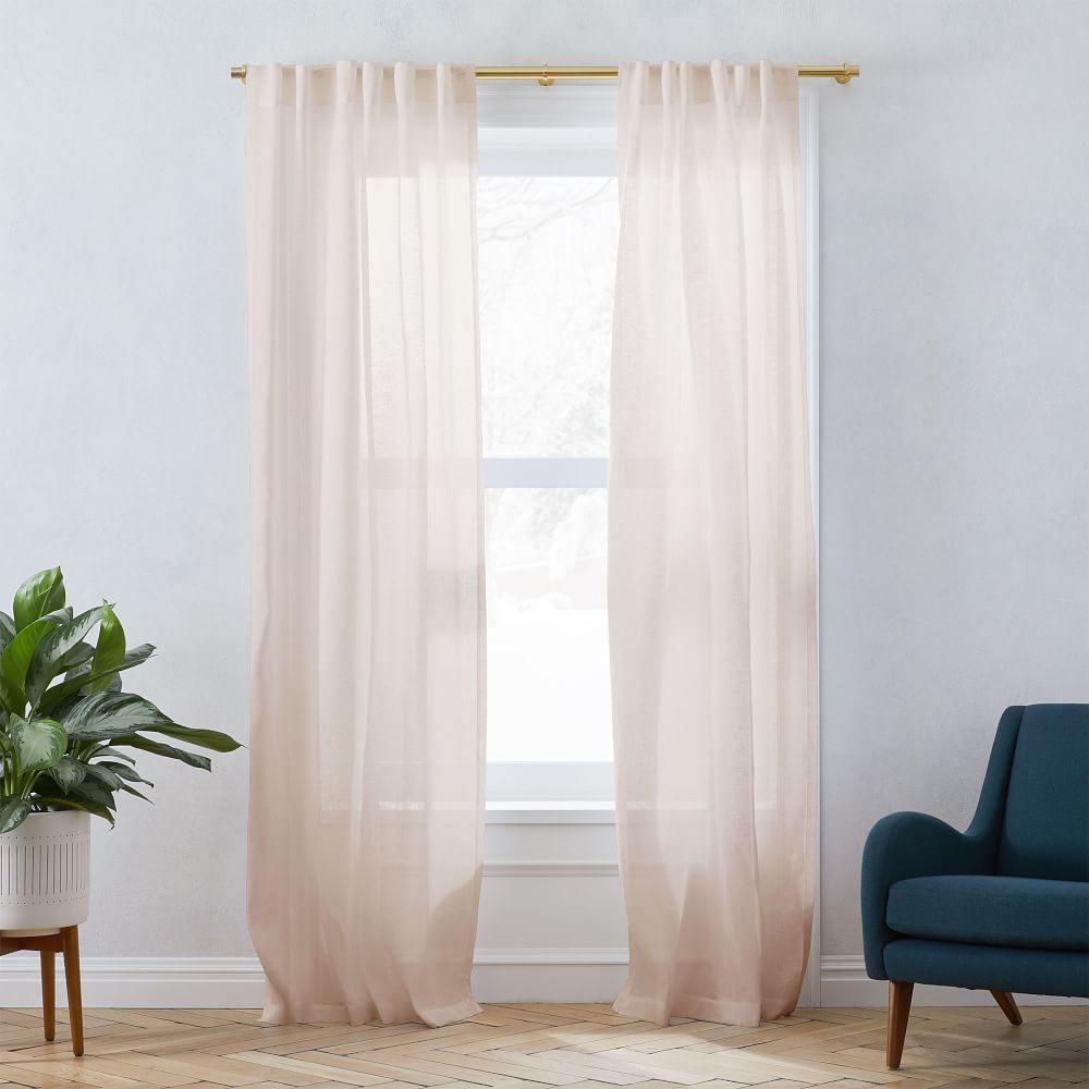 Sheer Belgian Flax Linen Curtain - Dusty Blush