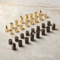 Kikko White Travertine and Brass Inlay Game Side Table