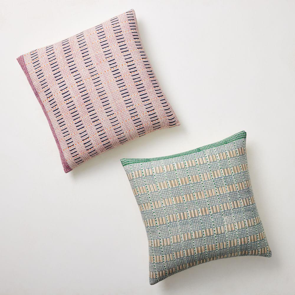 Block Print Grid Cushion Cover