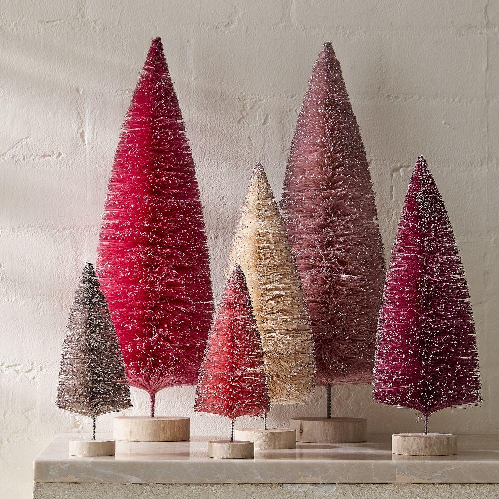 Bottlebrush Tabletop Trees (Set of 6) - Tonal Pink