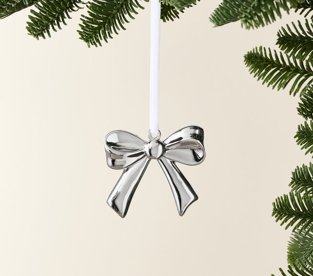 Pottery Barn Kids Bow Silver Keepsake Ornament