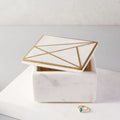 Brass Inlay Marble Box, Square