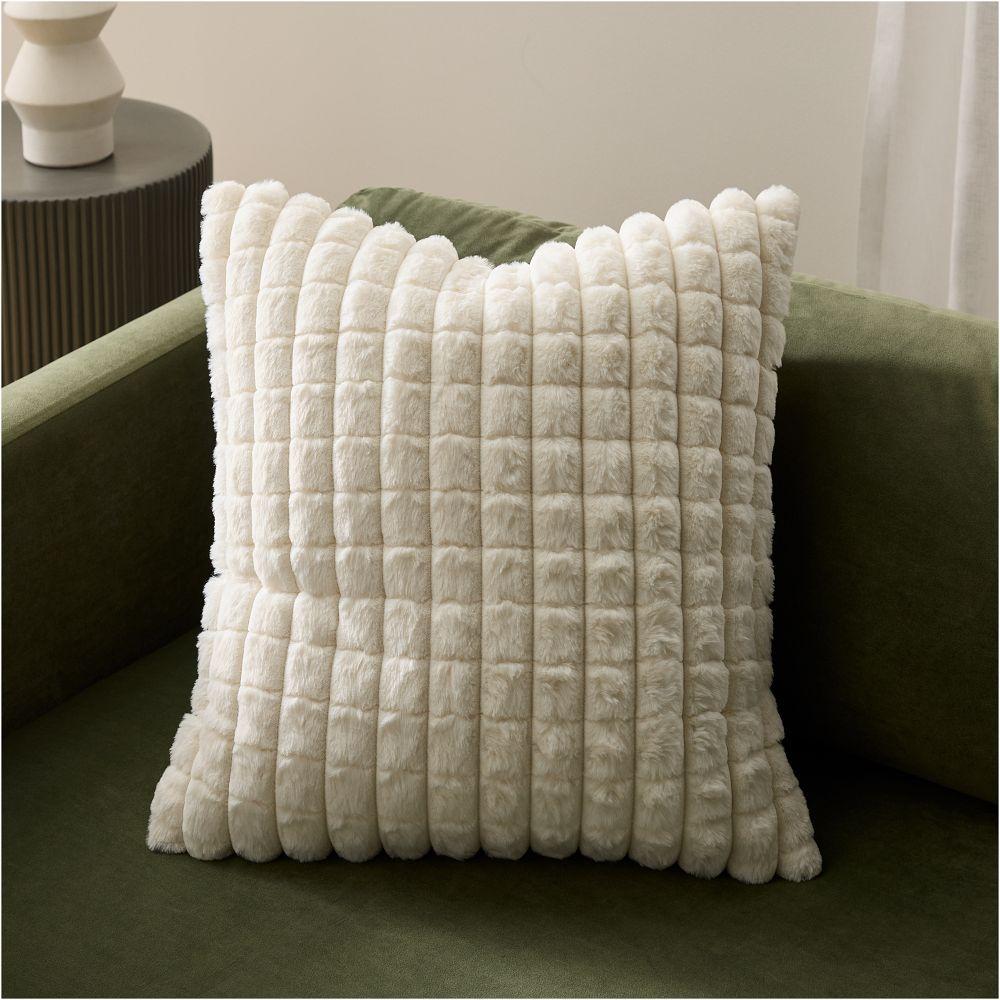 Bubble Quilted Fur Cushion Cover