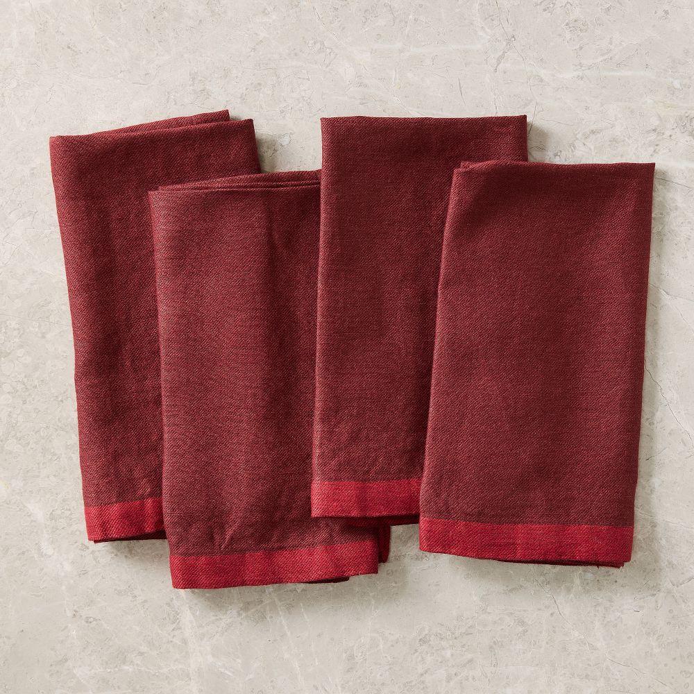 Contrast Border Napkin Sets – Red