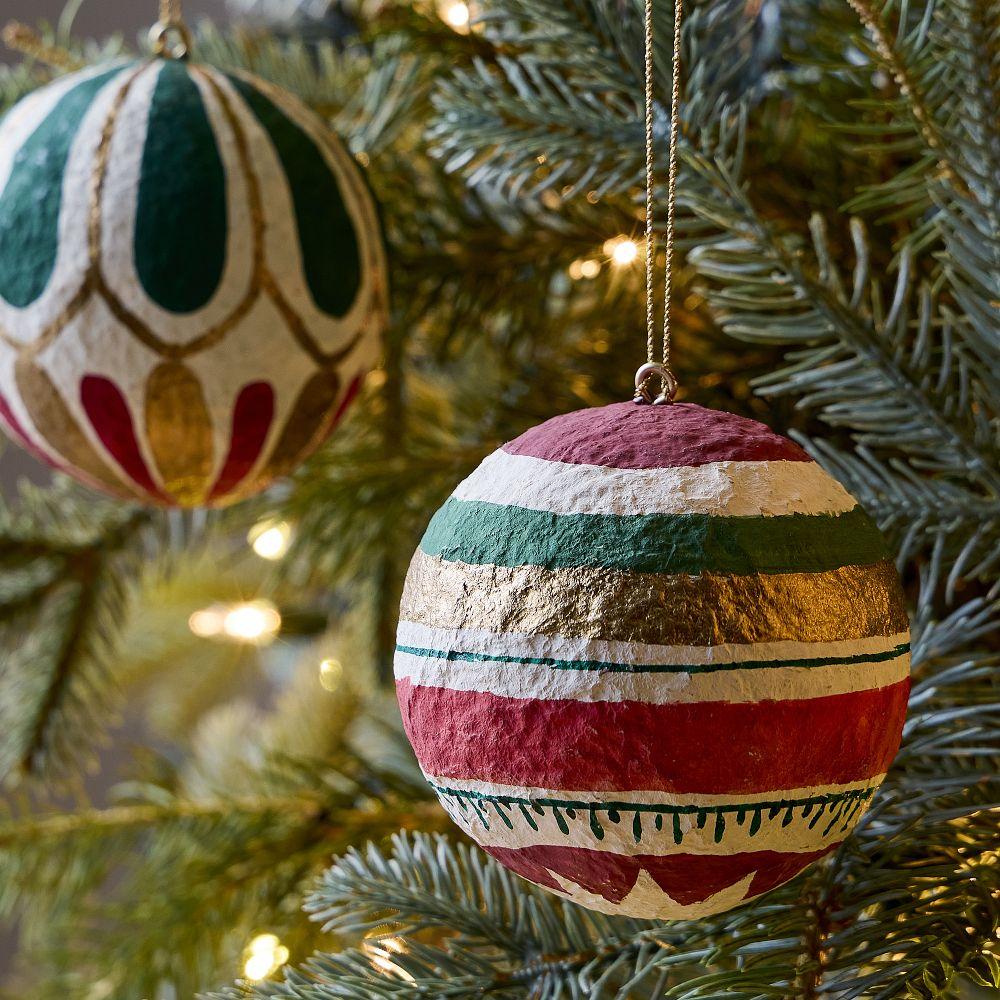 Cotton Mache Ball Baubles (Set of 4)