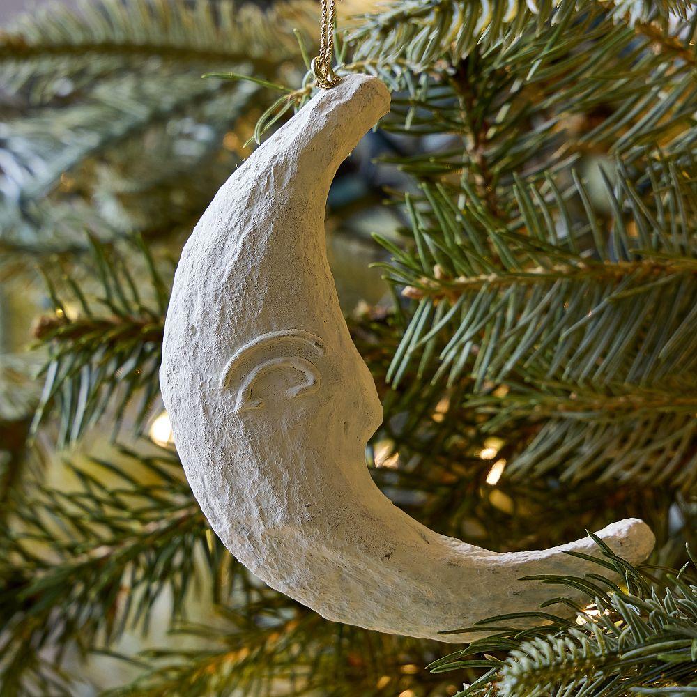 Cotton Mache Crescent Moon Bauble