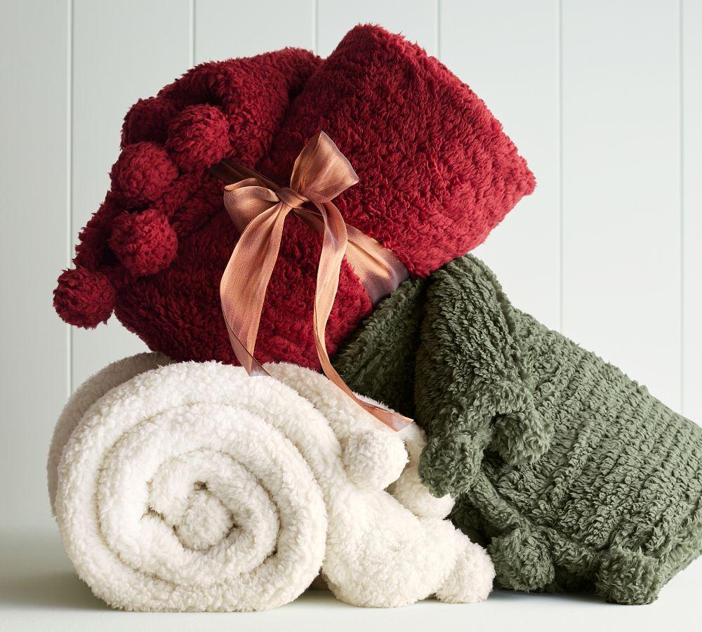 Pottery Barn Cosy Pom Pom Sherpa Throw