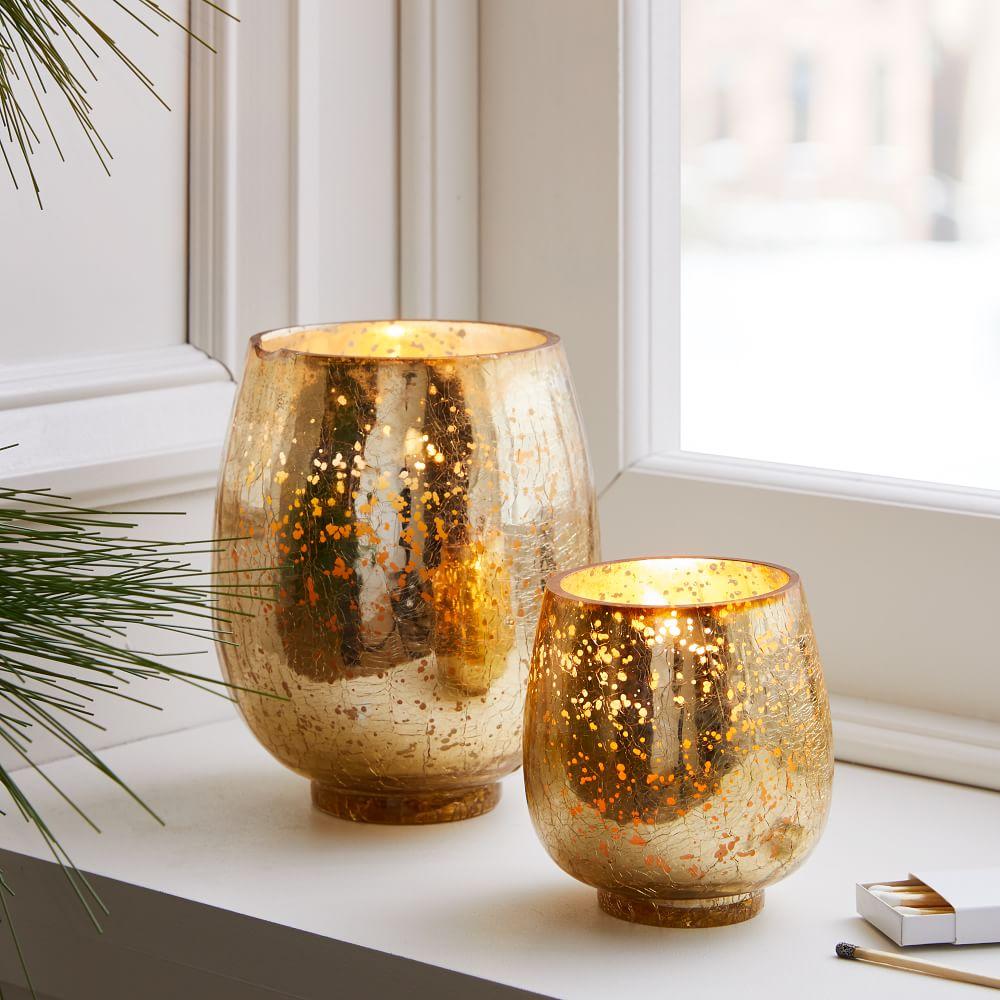 Gold Crackle Mercury - Winter White (Winter Cypress & Evergreen)