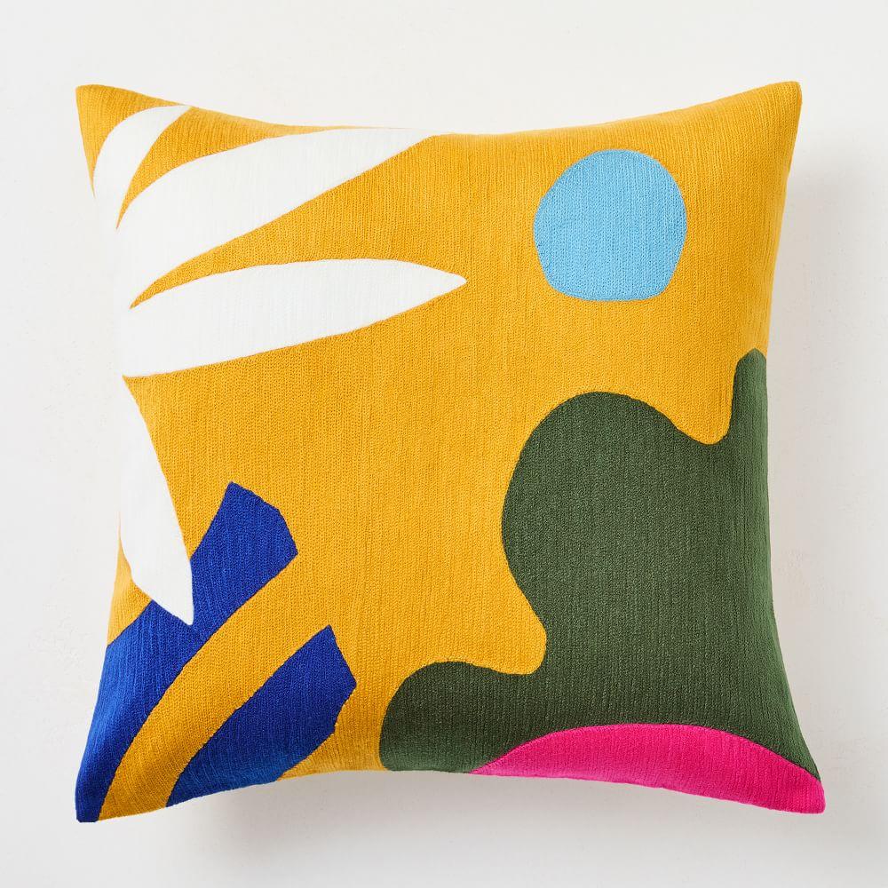 Crewel Botanical Forms Cushion Cover