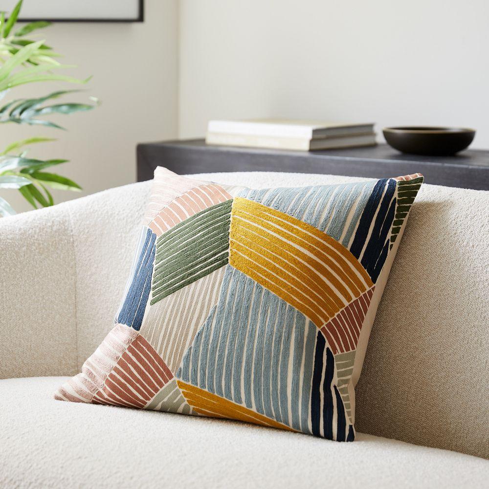 Crewel Curving Lines Cushion Cover